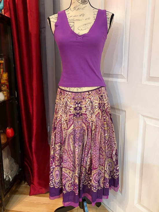 Alfani Dresses & Skirts - Alfani Purple Paisley/Floral A-Line Midi Layered Skirt
